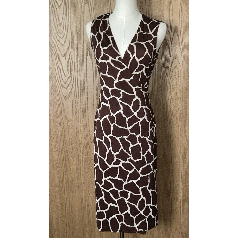 DVF Diane Von Furstenberg Vintage Silk Giraffe Print Wrap Dress size 4